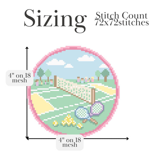 Summertime Tennis Medallion Needlepoint Chart