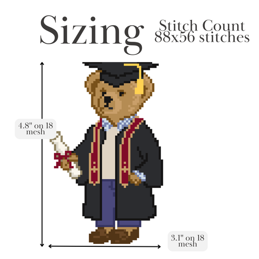 Graduate Bear Needlepoint Chart