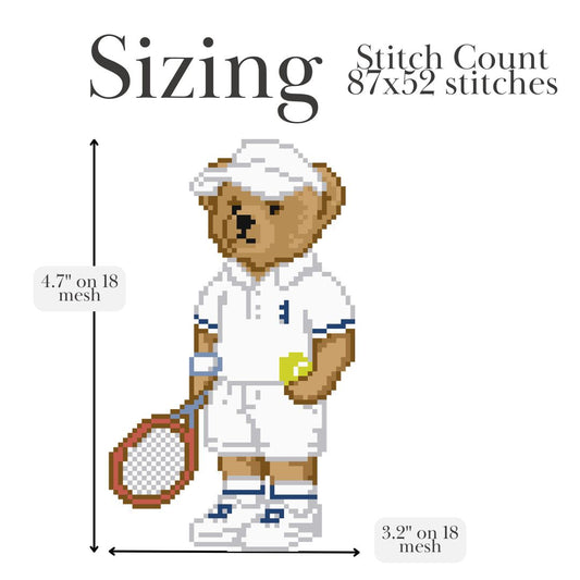 Tennis Bear Needlepoint Chart