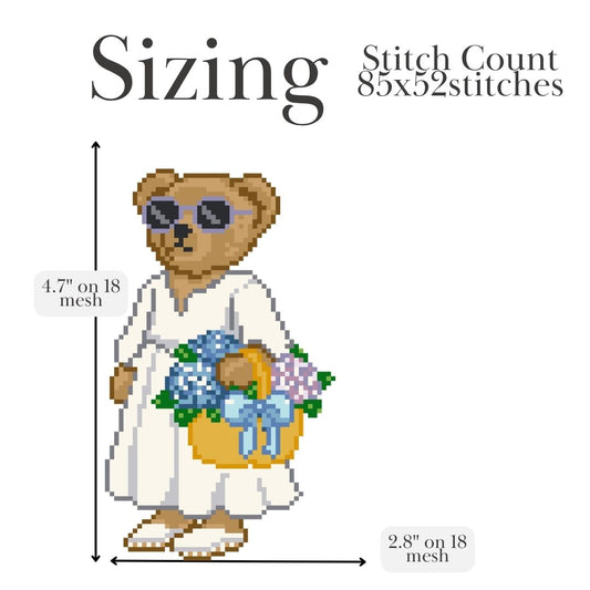 Flower Market Bear Needlepoint Chart