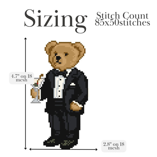 Martini Bear Needlepoint Chart