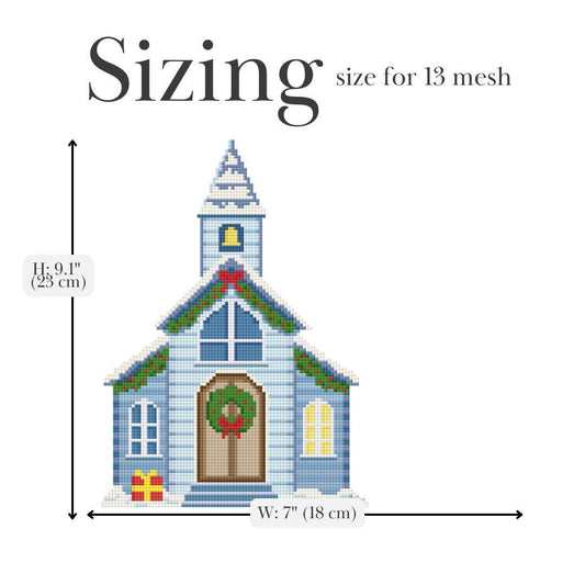 Christmas Village Church Needlepoint Chart