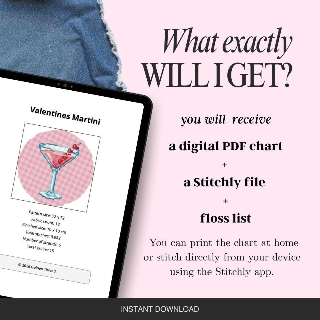 Valentine Martini Needlepoint Pattern