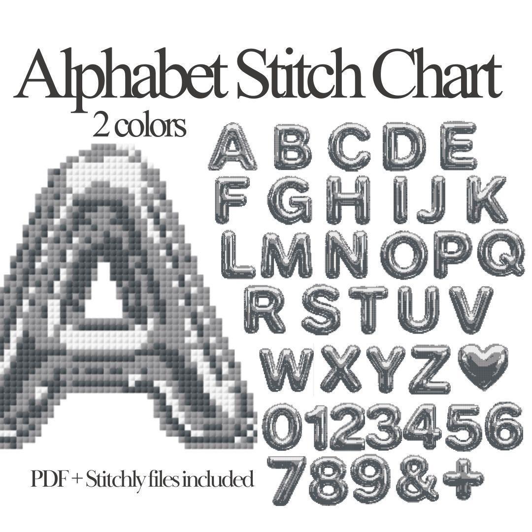 2-Colour Needlepoint Alphabet Chart Bundle