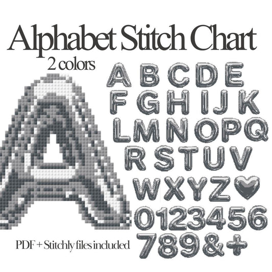 2-Colour Needlepoint Alphabet Chart Bundle