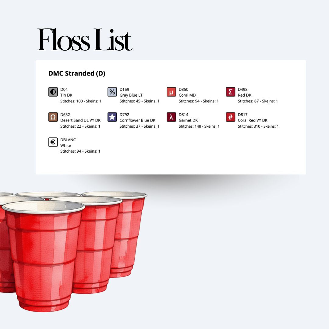 Red Solo Cup USA Needlepoint Pattern
