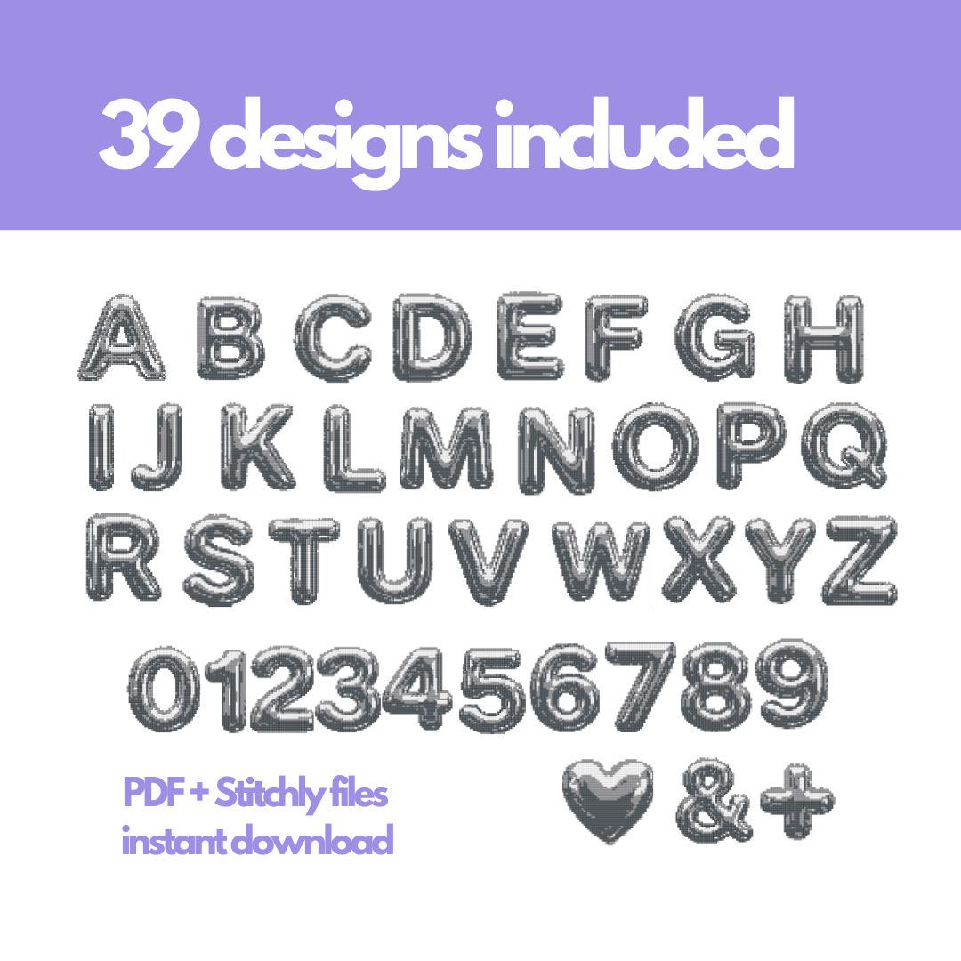 2-Colour Needlepoint Alphabet Chart Bundle