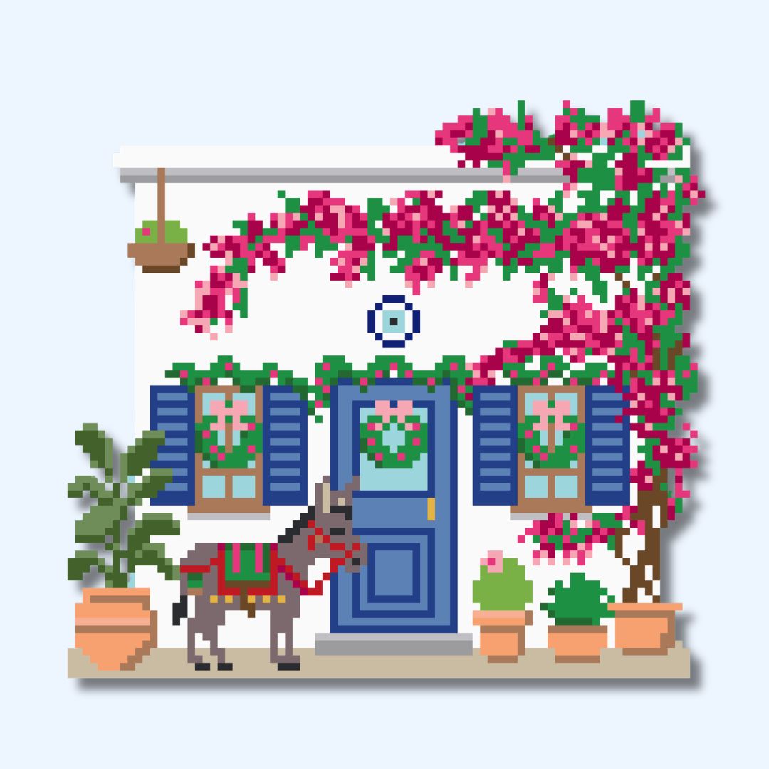 Greek House Needlepoint Village Chart
