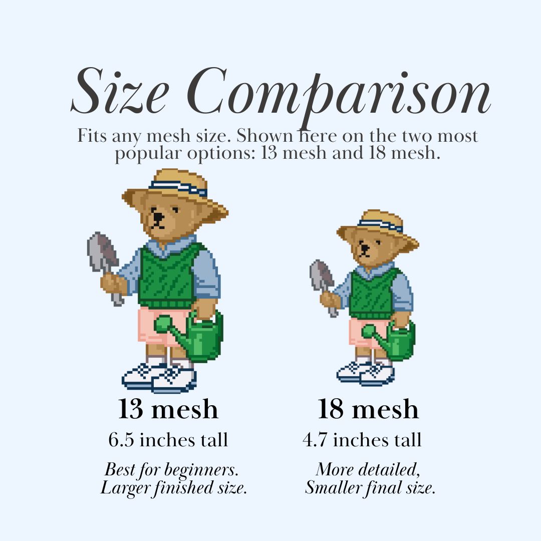 Gardening Bear Needlepoint Chart