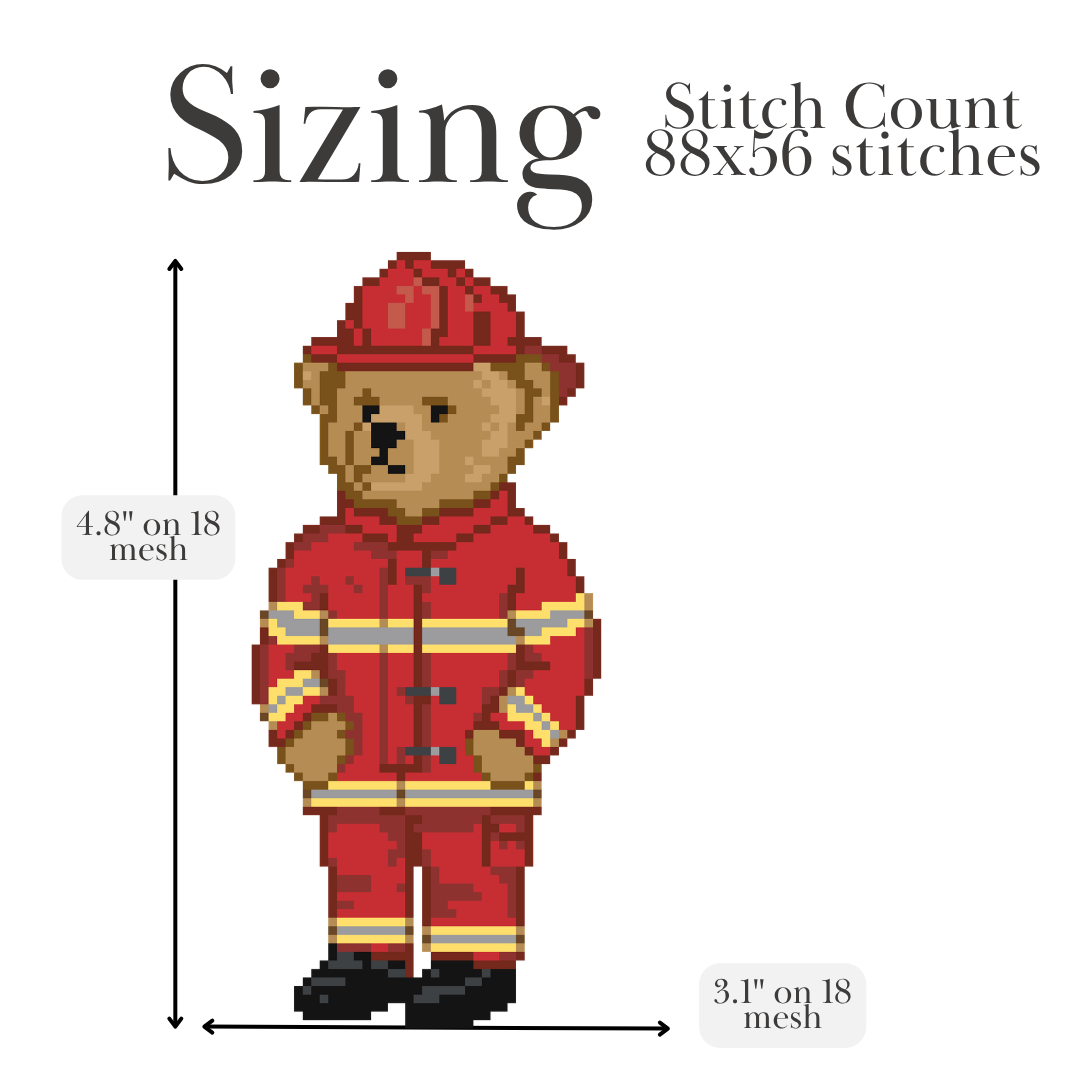 Fireman Bear Needlepoint Chart