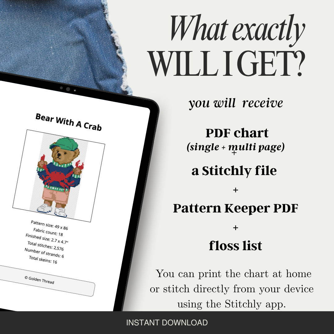 Polo Bear with Crab Needlepoint Chart