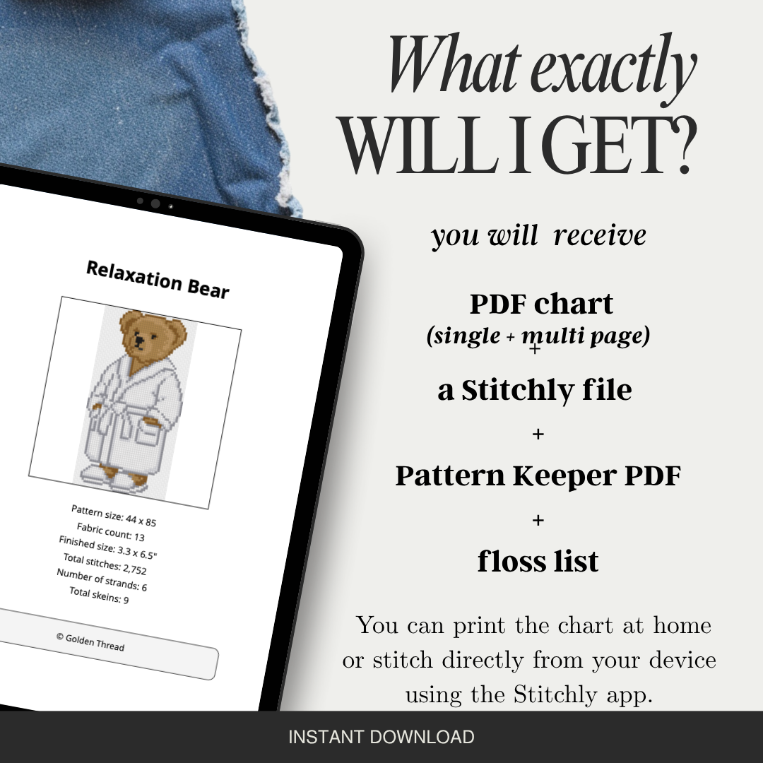 Relaxation Bear Needlepoint Chart