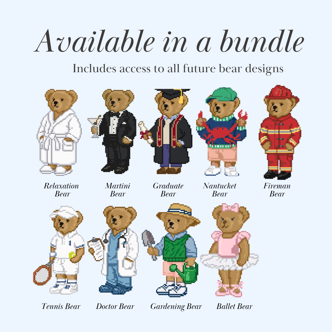 Fireman Bear Needlepoint Chart
