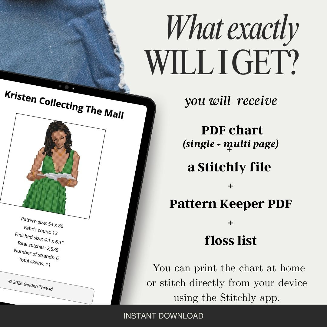 Kristen Collecting the Mail Needlepoint Chart