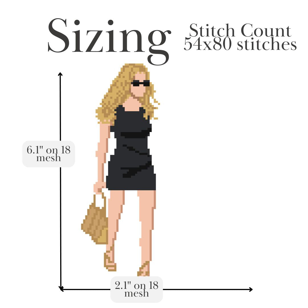 Carrie Black Dress Needlepoint Chart