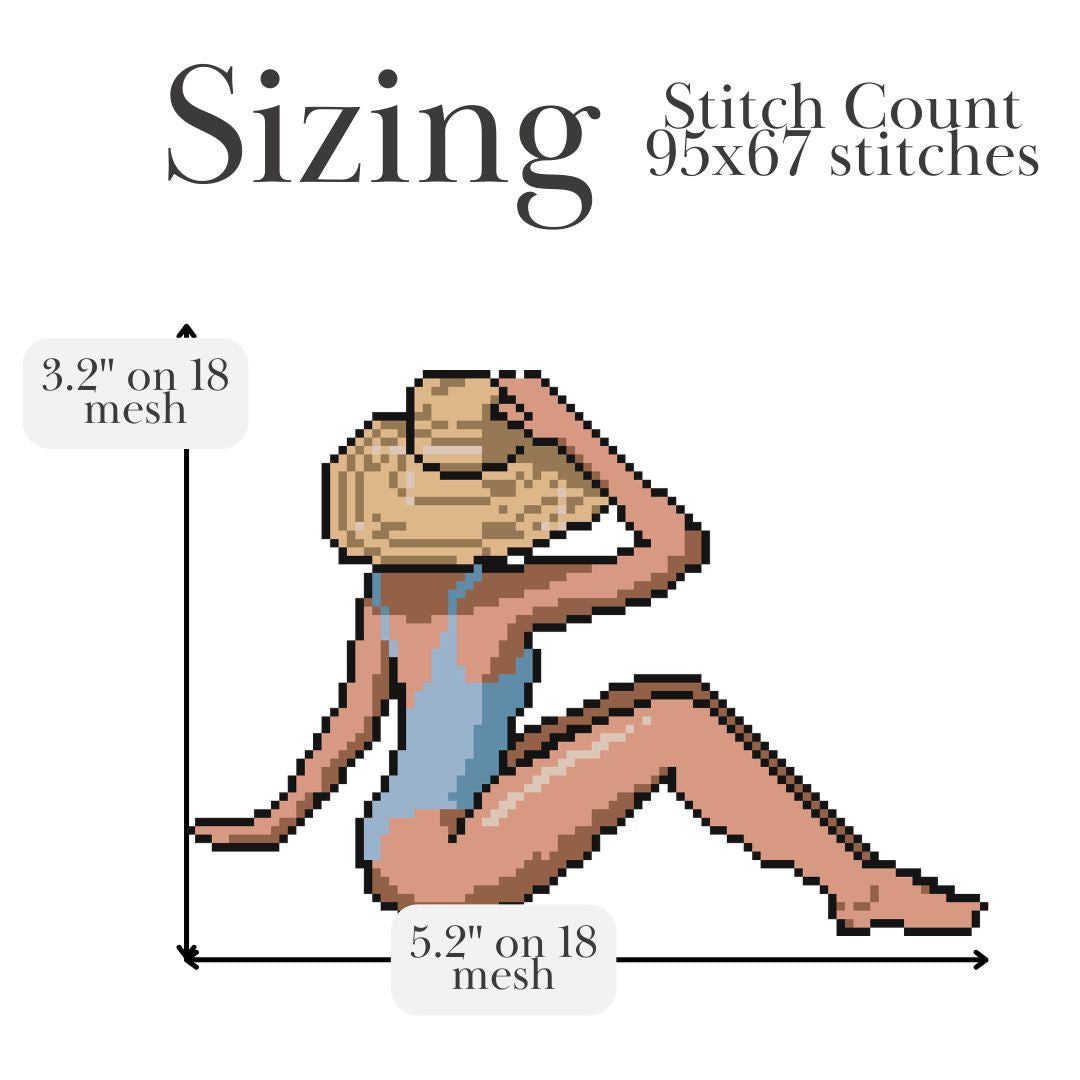 Sun Hat Girl Needlepoint Chart