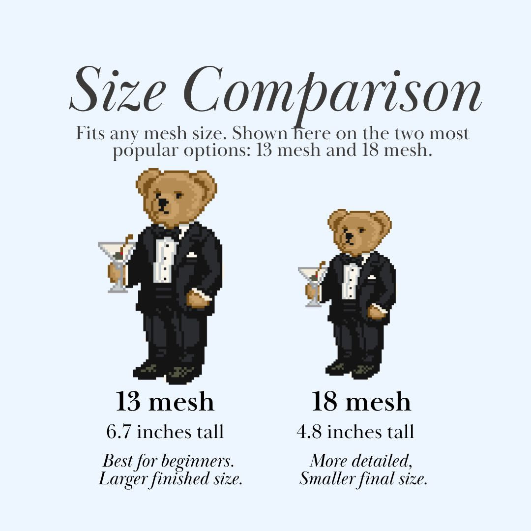 Martini Bear Needlepoint Chart