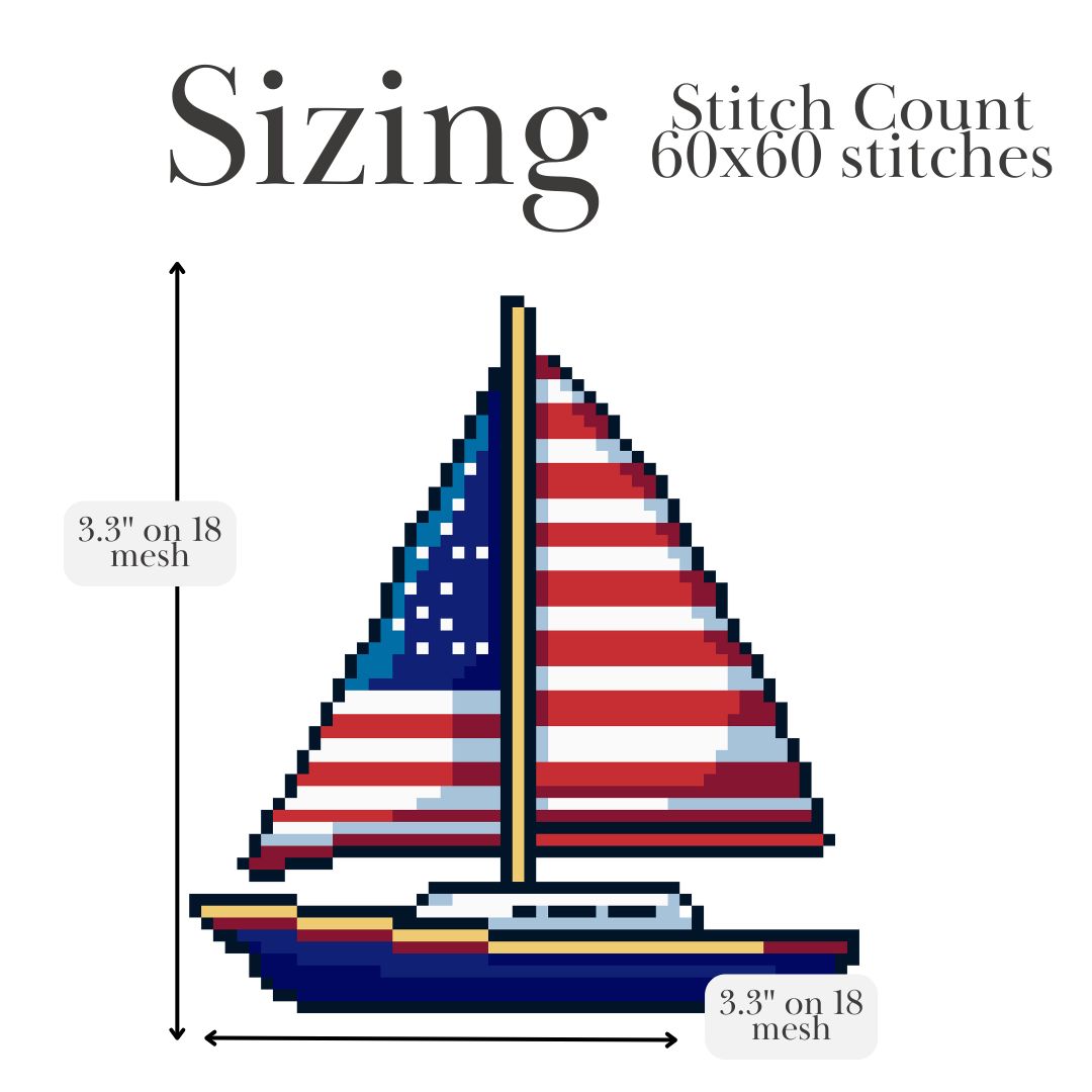 USA Sailboat Needlepoint Chart