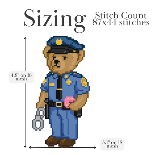 Police Bear Needlepoint Chart