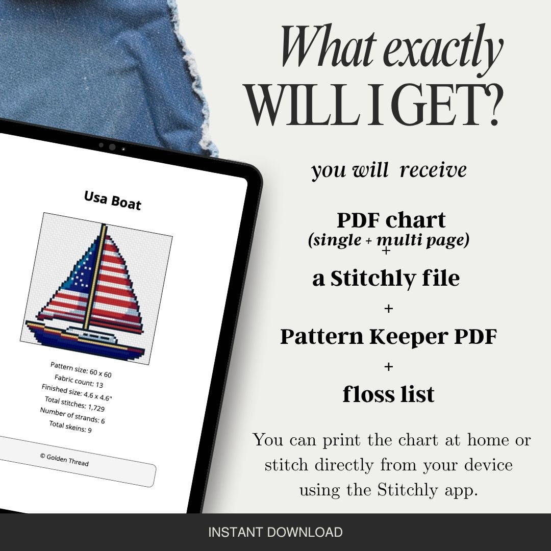 USA Sailboat Needlepoint Chart