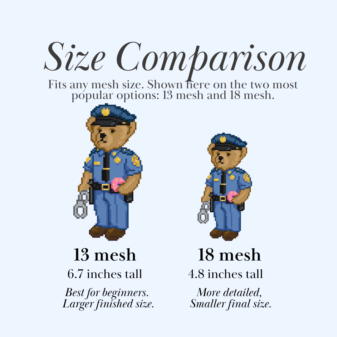 Police Bear Needlepoint Chart