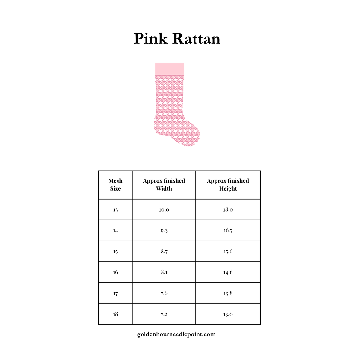 Pink Rattan Stocking Chart