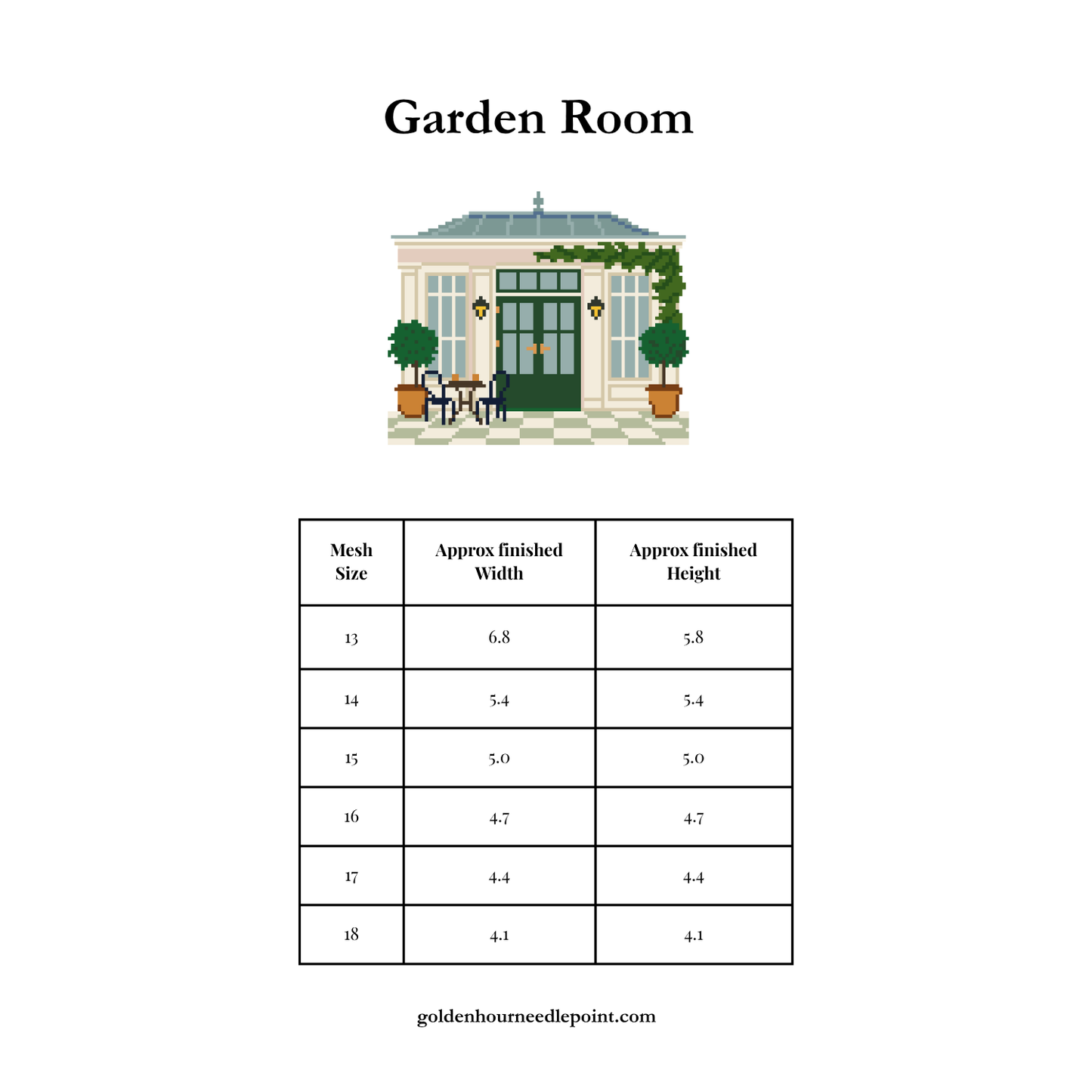 Garden Room Chart