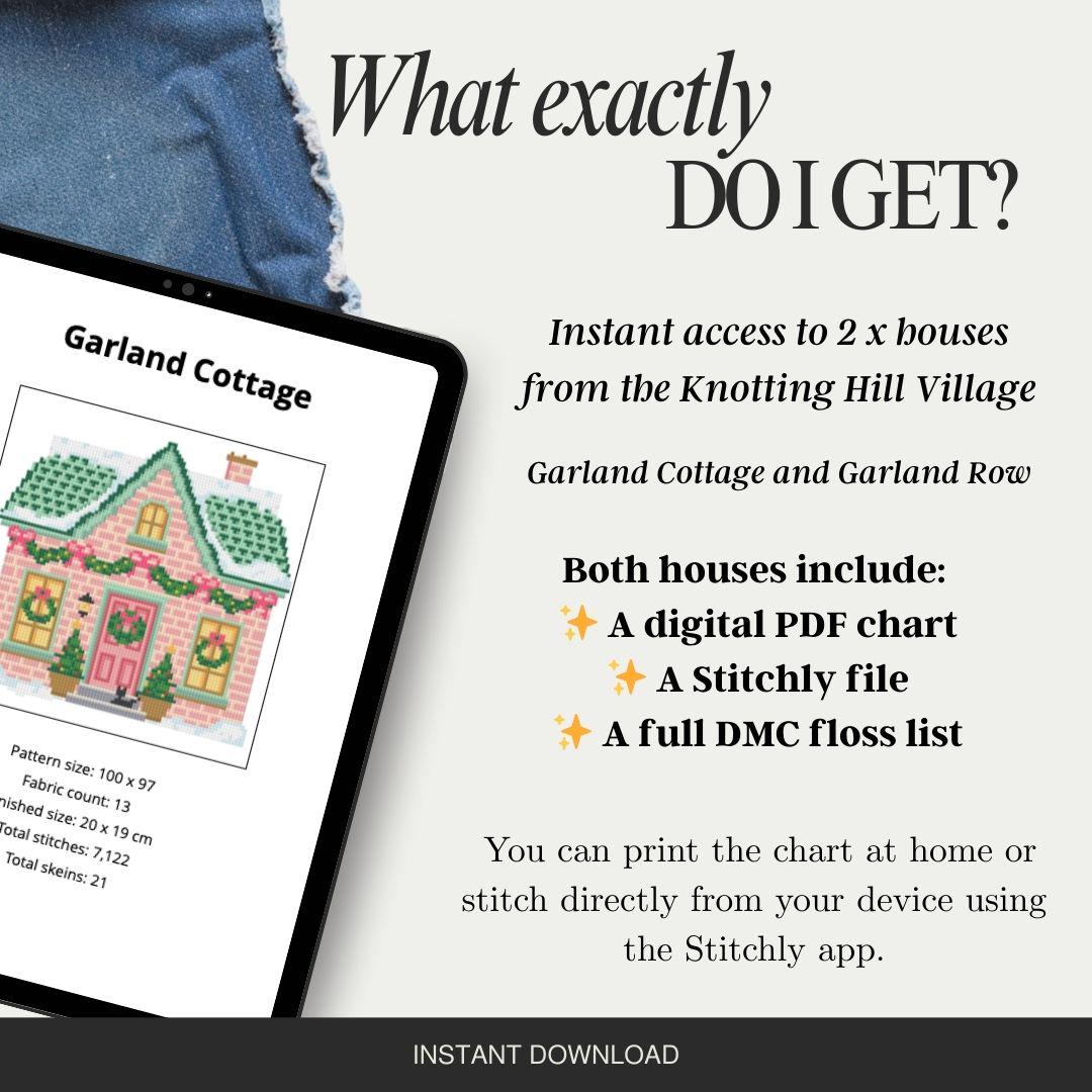Garland Cottage & Garland Row – 2 House Needlepoint Chart Bundle
