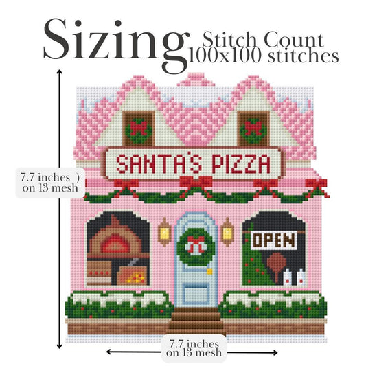 Santa’s Pizza Christmas Village Needlepoint Chart