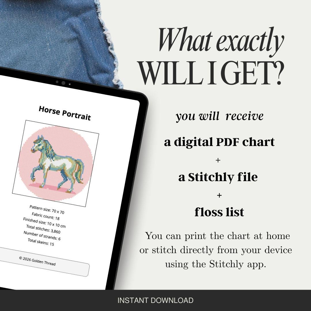 Horse Portrait Needlepoint Chart