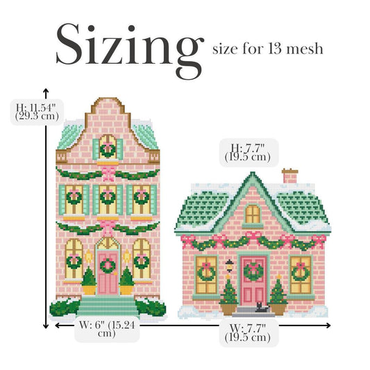 Garland Cottage & Garland Row – 2 House Needlepoint Chart Bundle
