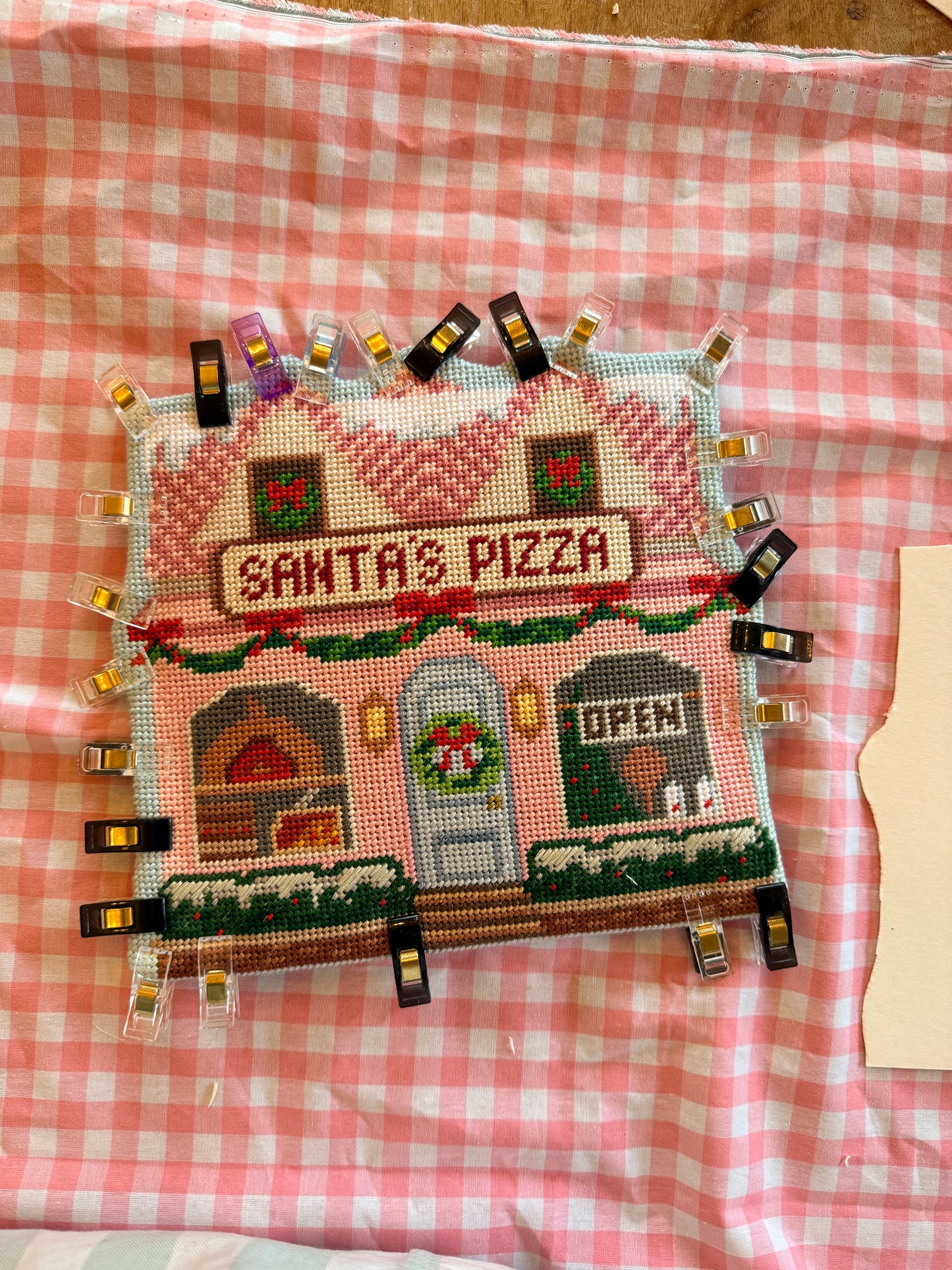 Santa’s Pizza Christmas Village Needlepoint Chart