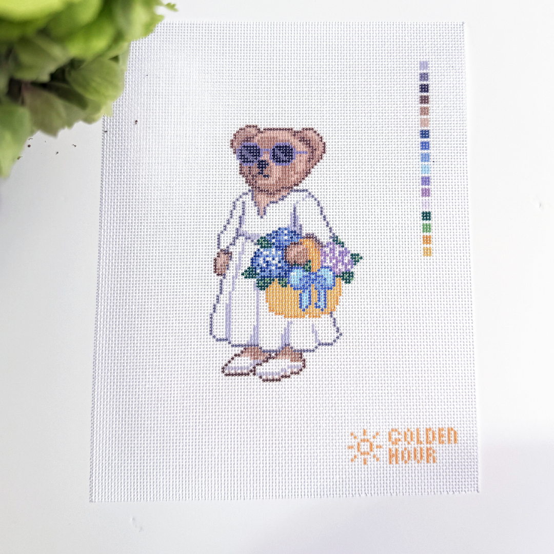 Flower Market Bear Canvas
