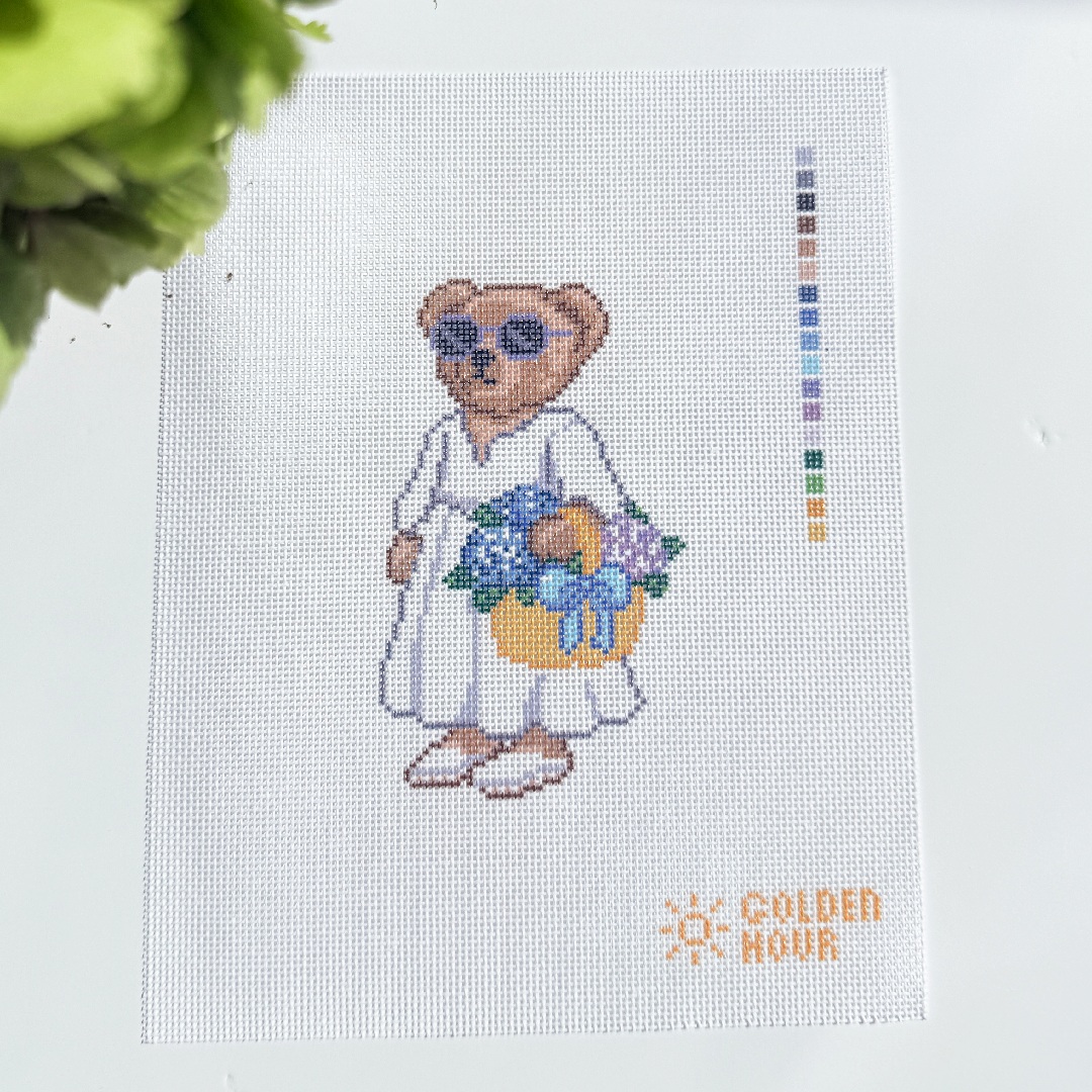 Flower Market Bear Canvas