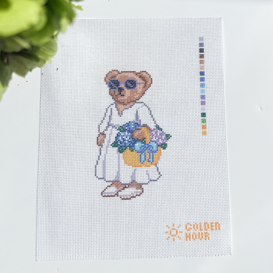 Flower Market Bear Canvas