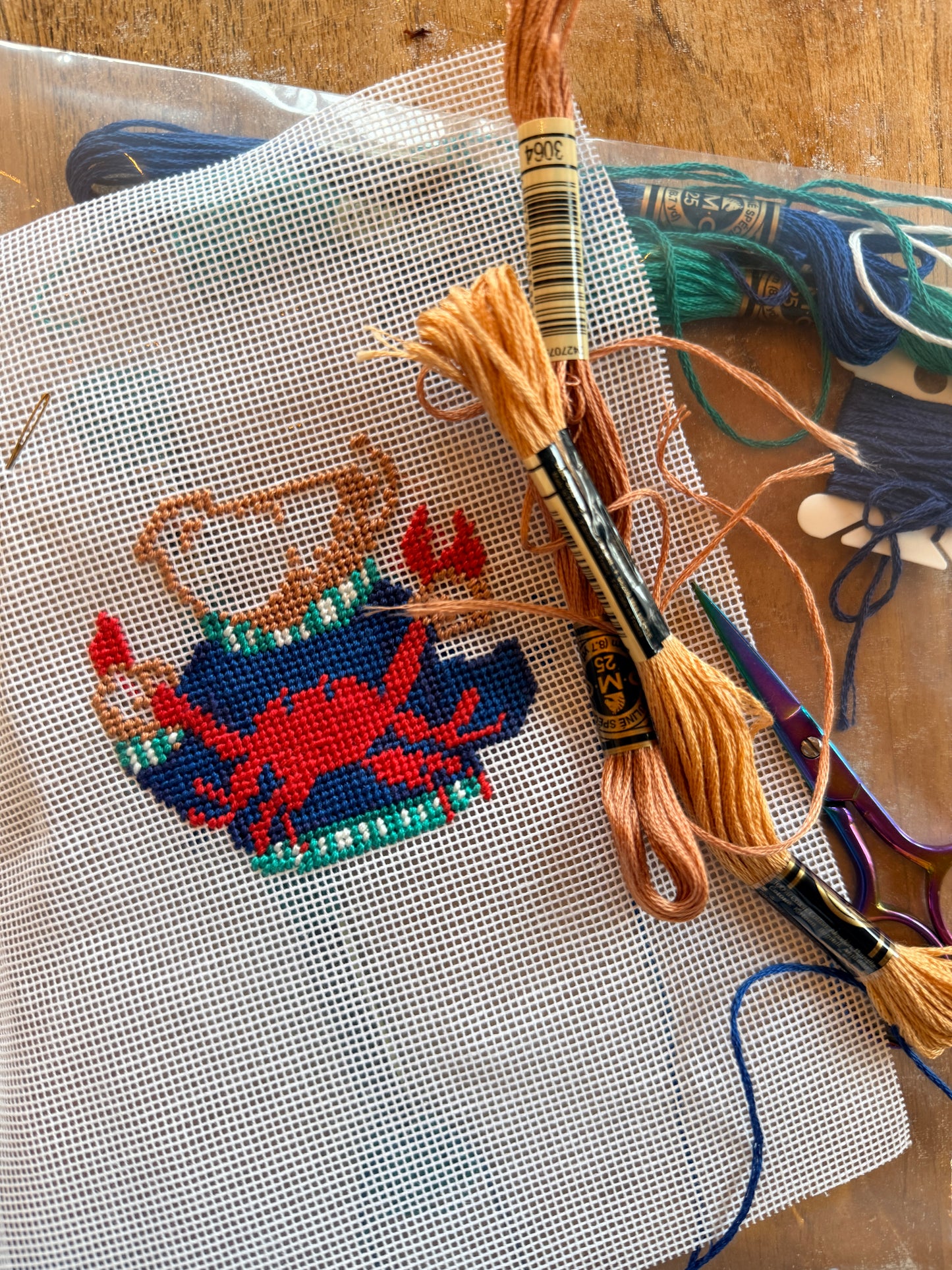 Polo Bear with Crab Needlepoint Chart