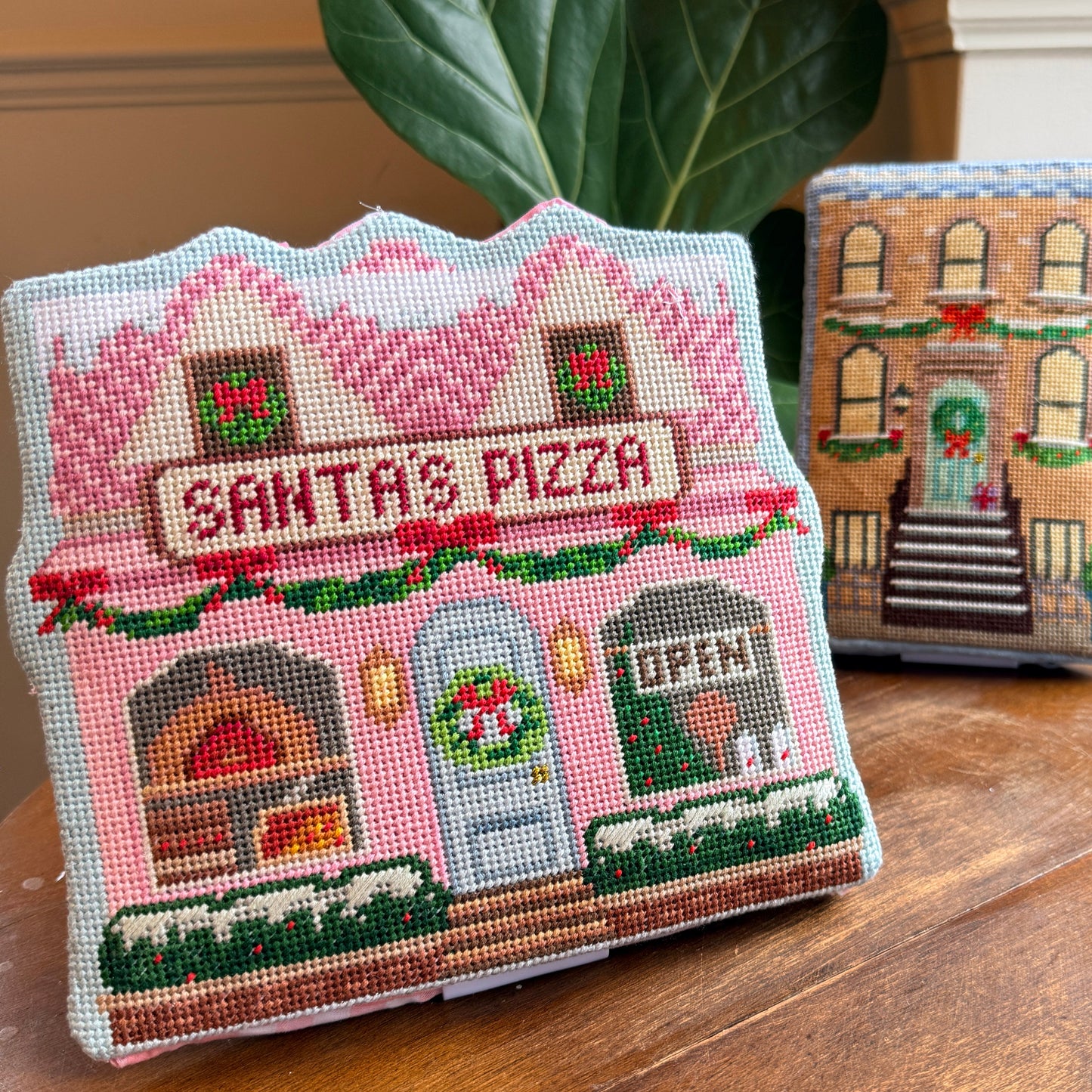 Santa’s Pizza Christmas Village Needlepoint Chart
