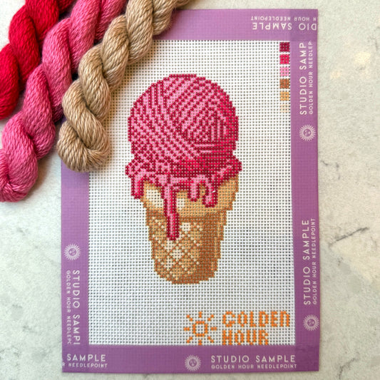 Ice Cream Yarn Ball Canvas SAMPLE