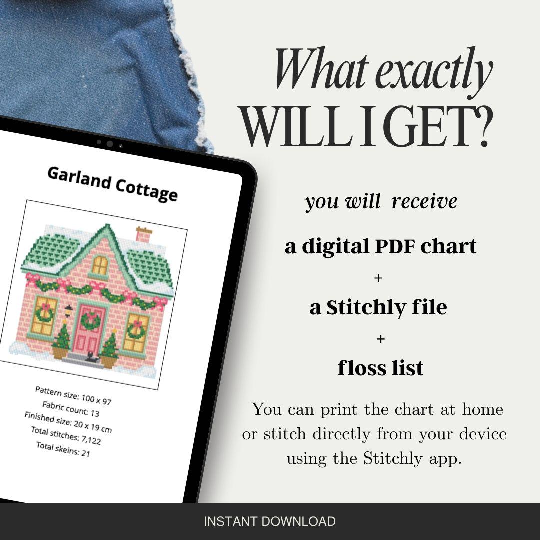 Village Garland Cottage Needlepoint Pattern