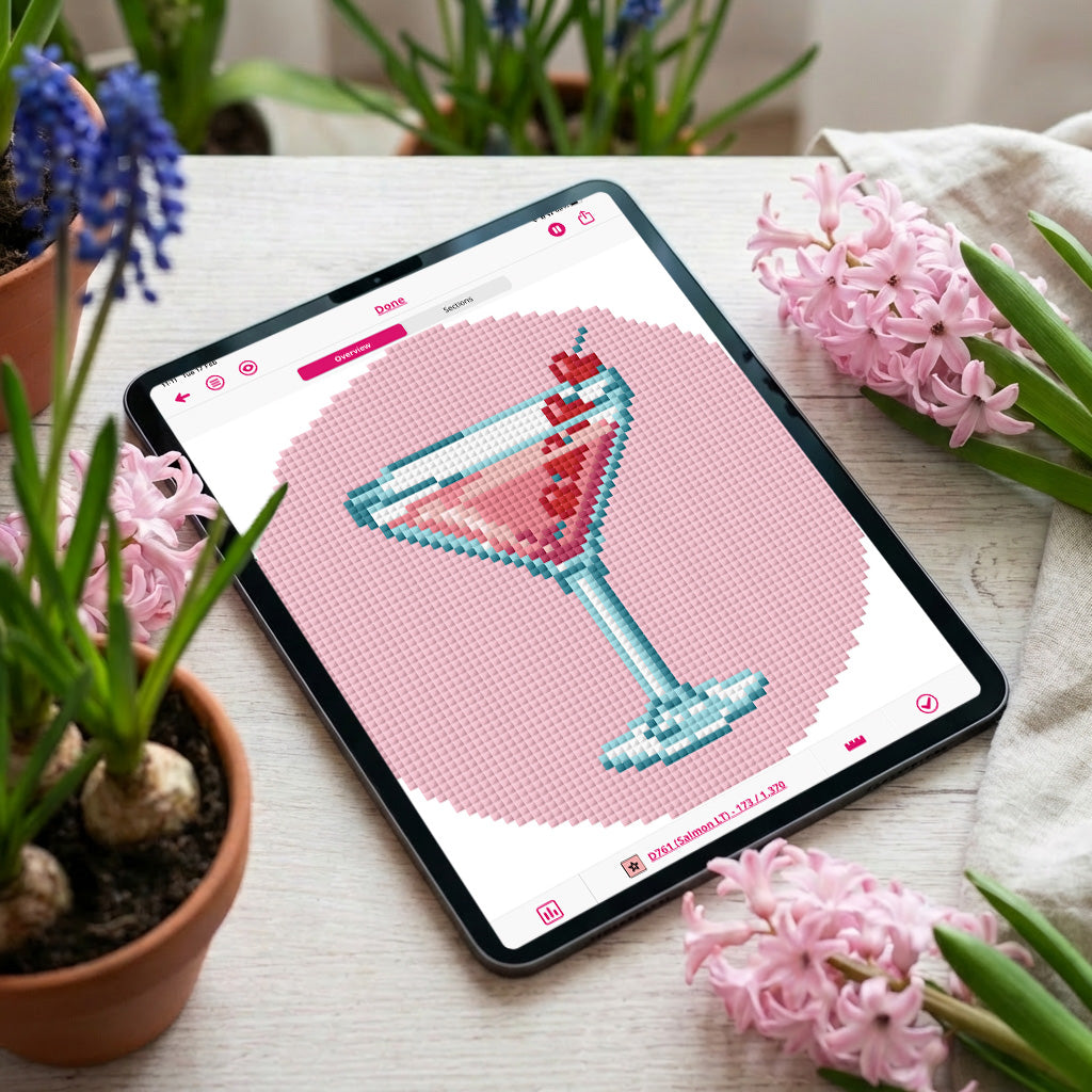 Valentine’s martini needlepoint digital stitch pattern – Stitchly app view