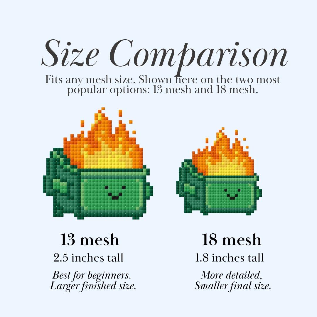 Dumpster Fire – Mini Needlepoint Pattern