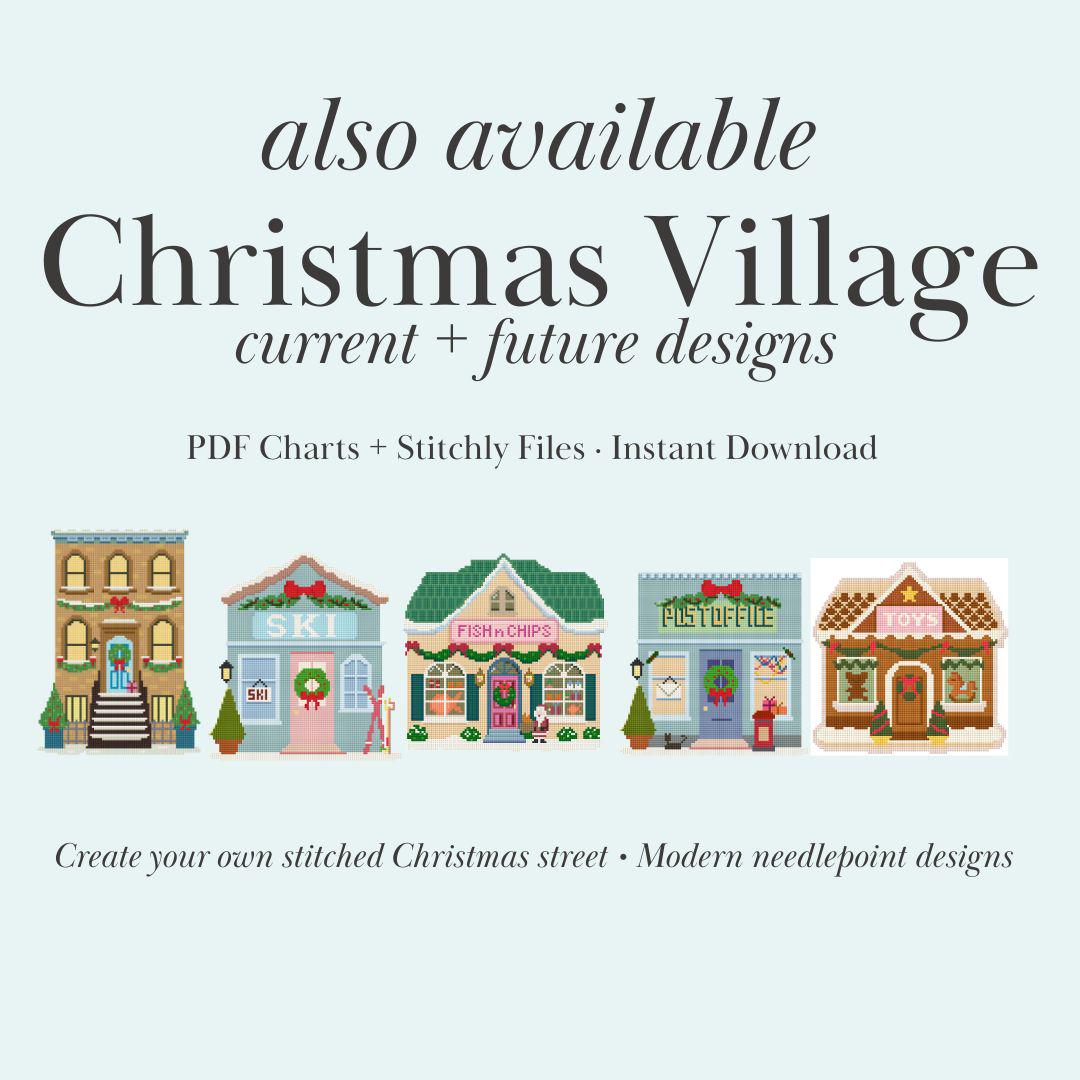 Village Garland Cottage Needlepoint Pattern