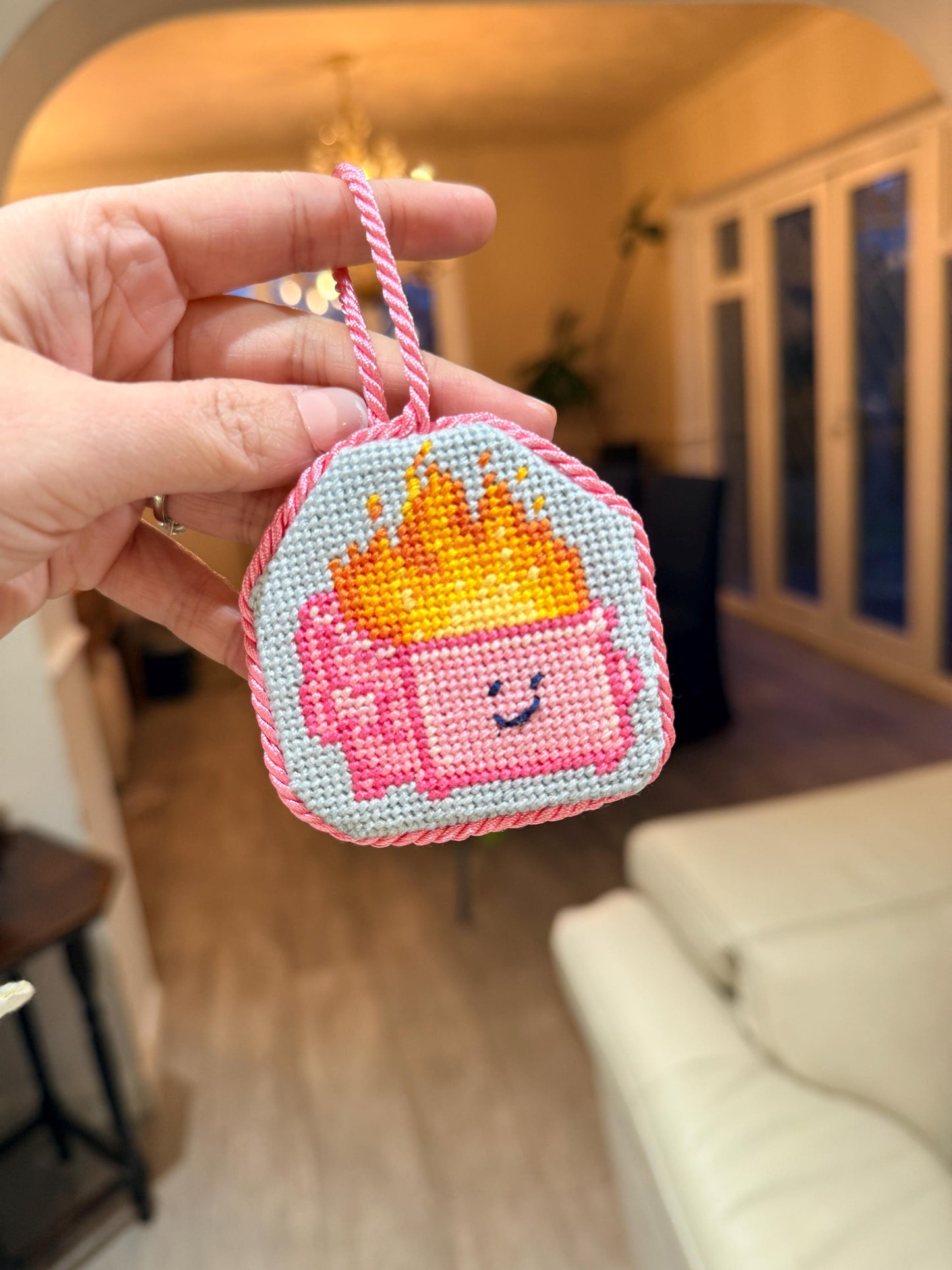 Dumpster Fire – Mini Needlepoint Pattern