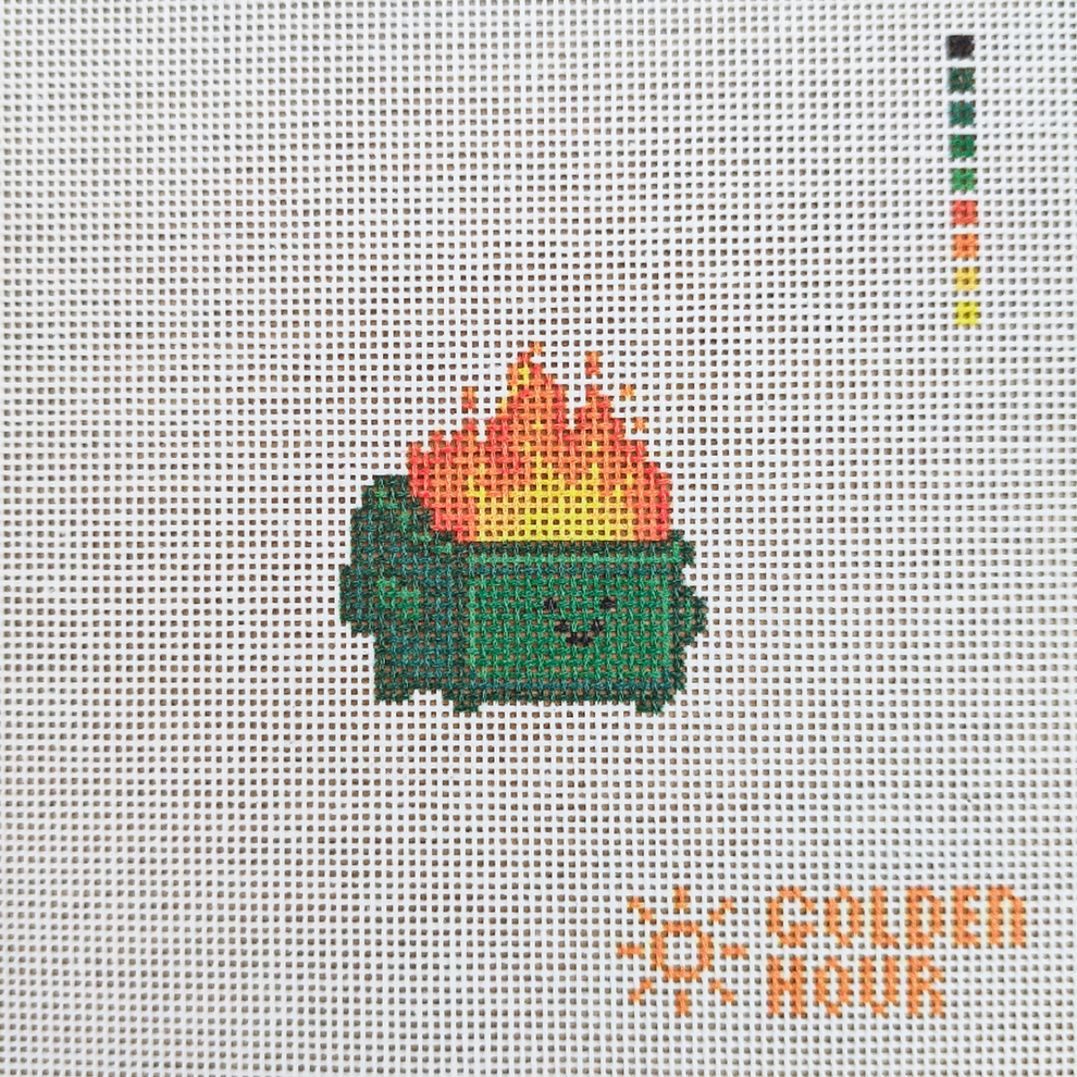 Google Pay Sample Dumpster Fire Canvas SAMPLE – Golden Hour Needlepoint