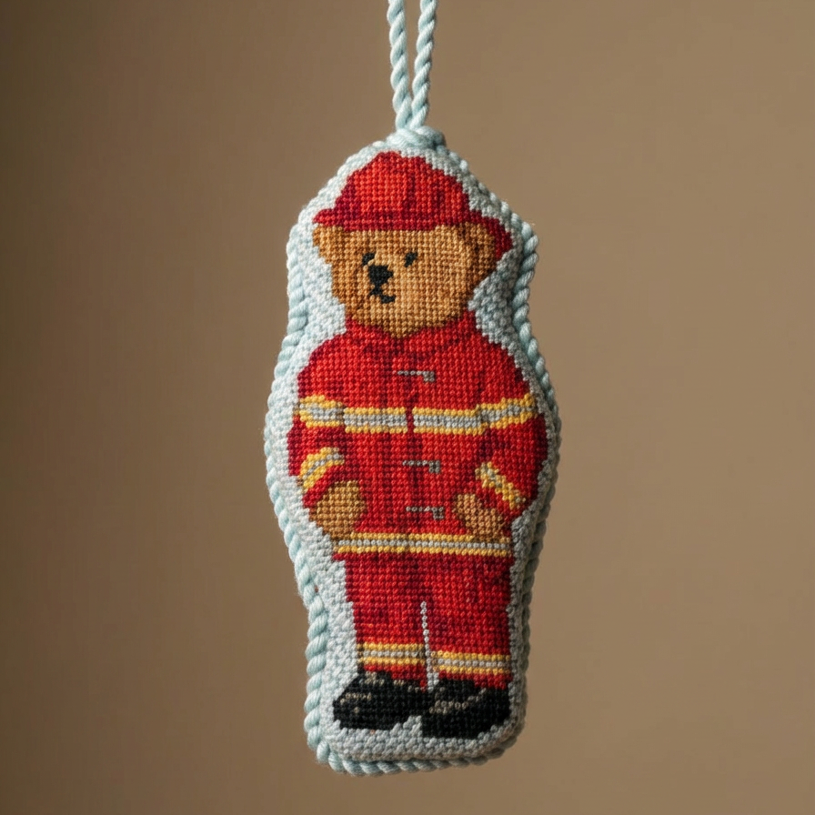 Fireman Bear Needlepoint Chart