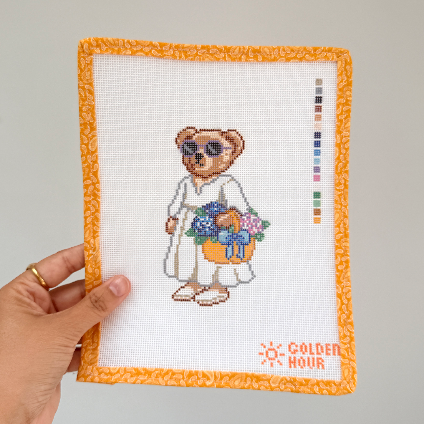 Flower Market Bear Canvas