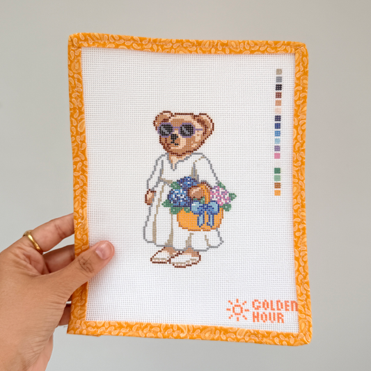 Flower Market Bear Canvas