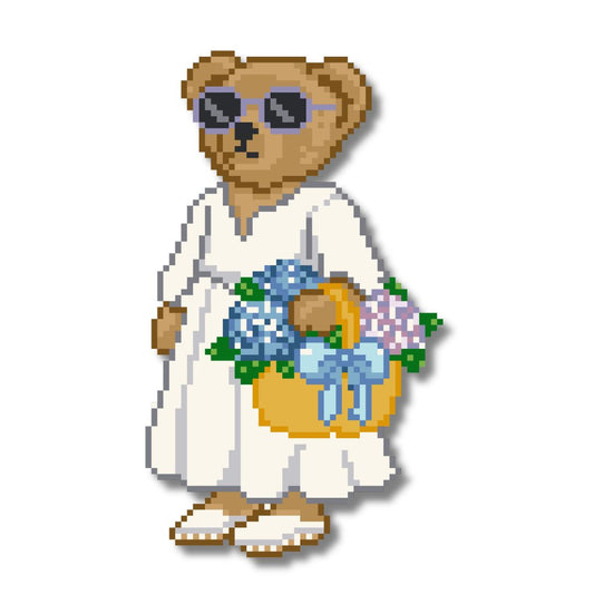 Flower Market Bear Needlepoint Chart