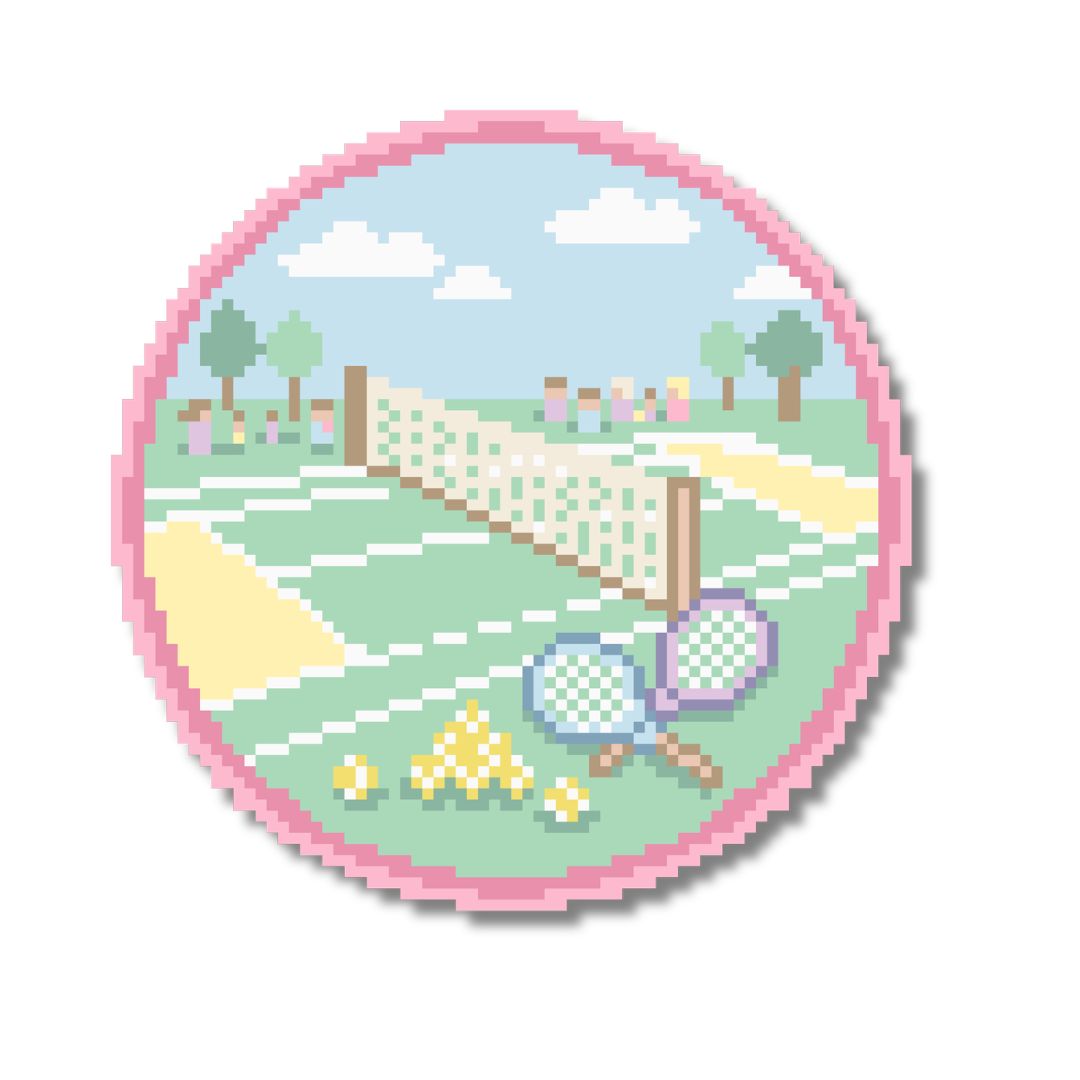 Summertime Tennis Medallion Needlepoint Chart