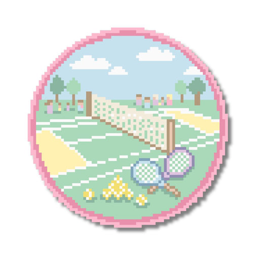 Summertime Tennis Medallion Needlepoint Chart